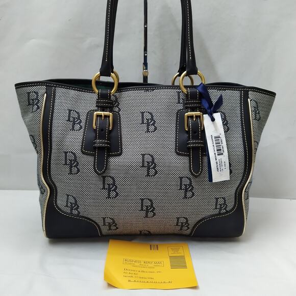 Dooney & Bourke Taylor Shopper Gray Canvas Leather Trim Satchel Tote Bag - NWT - Picture 1 of 16